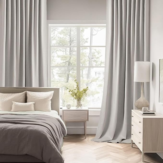MIULEE Cobblestone Back Tab Blackout Curtains 52x102 Inch Long 2 Panels Set | - Image 3
