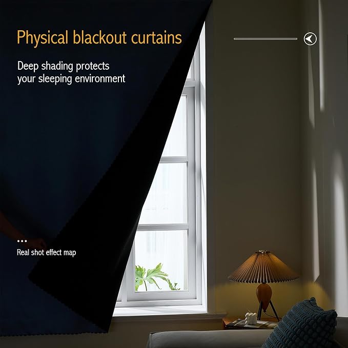 AJAZZ 100% Blackout Stick Curtain Portable Black Out Curtains Adhesive Curtains - Image 4