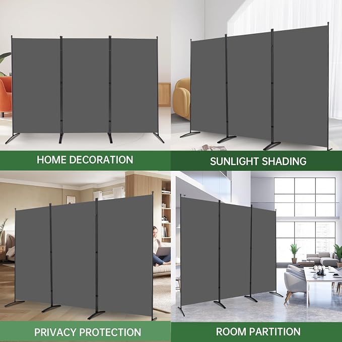 3 Panel Folding Room Divider, Sturdy Frame Freestanding Wall Divider | - Image 6