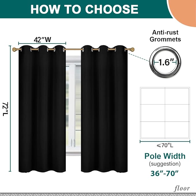 Diraysid 100% Blackout Curtains Black Linen Curtains - Image 5