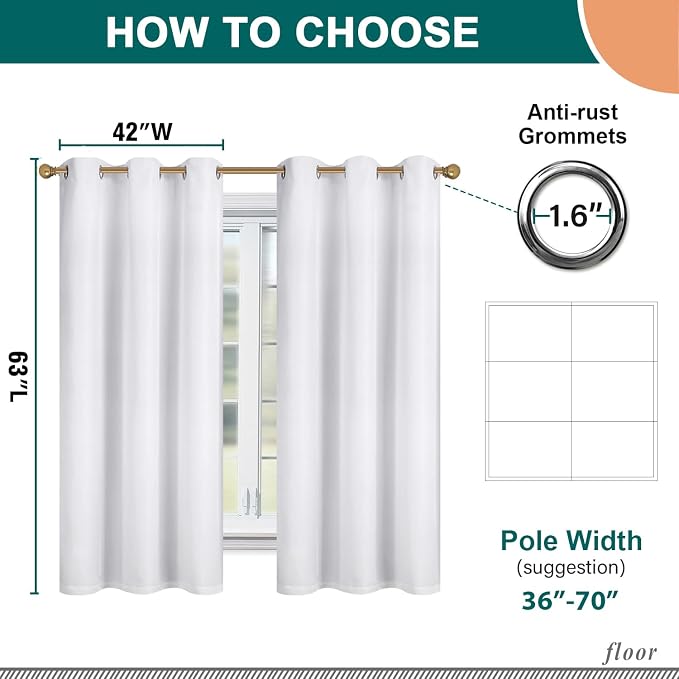 Diraysid 100% Blackout Curtains White Linen Curtains - Image 3
