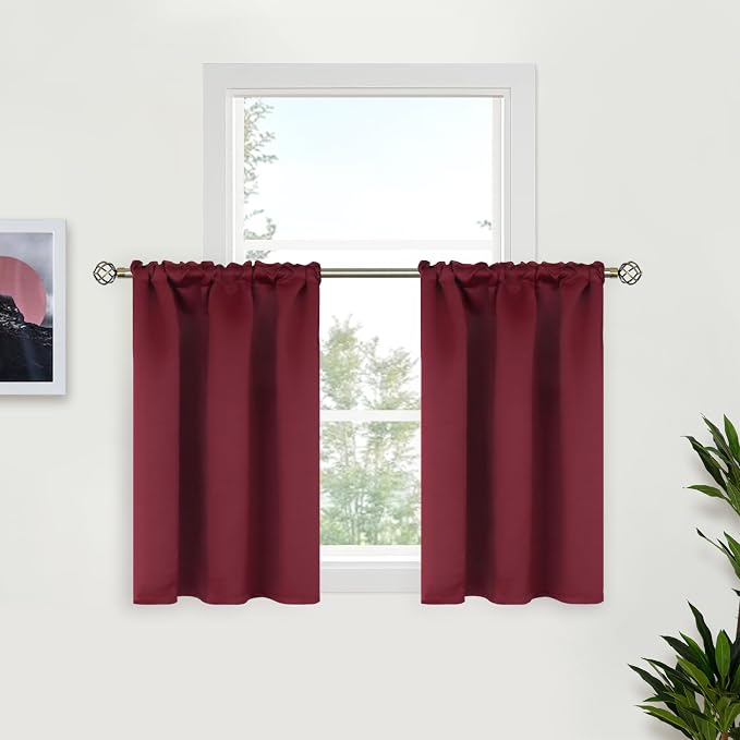 BGment Burgundy Small Window Curtains 36 Inch Length by BGment