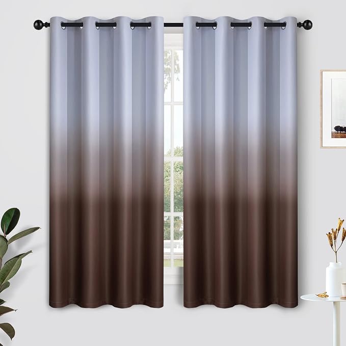SimpleHome Ombre Gradient Brown White to Gray Curtains by SimpleHome