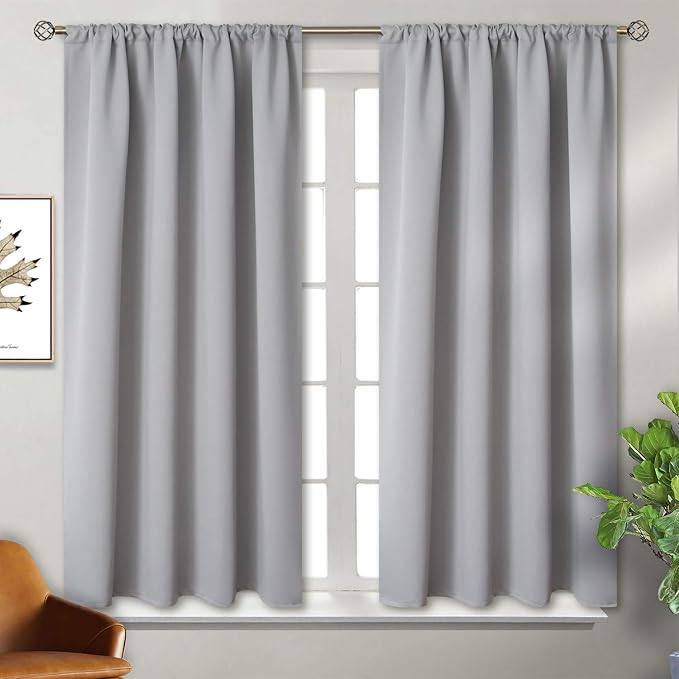 BGment Light Grey Blackout Curtains 45 Inch Length by BGment