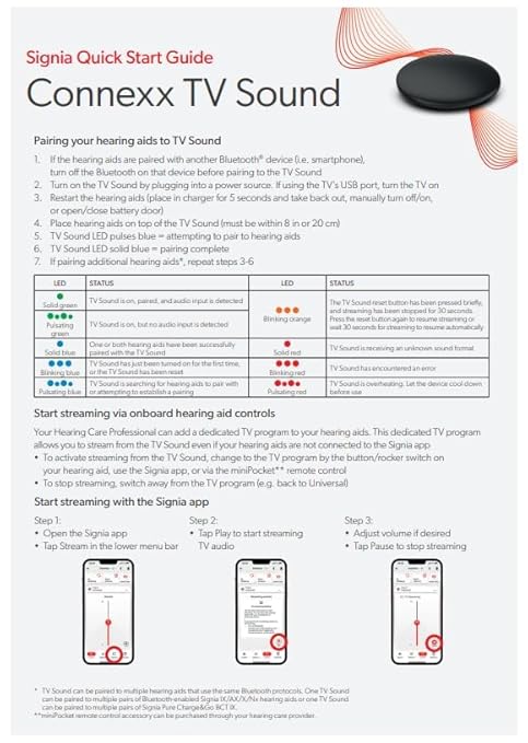 Signia TV Sound Bluetooth Transmitter – Direct Streaming for Hearing Aids | Compatible with Rexton, Miracle-Ear, Signia & Connexx Devices