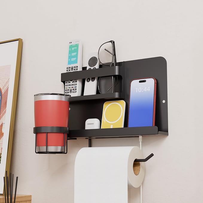 Bedside Shelf for Bed, Metal Floating Nightstand Wall Organizer, No Drill Dorm by Unknown