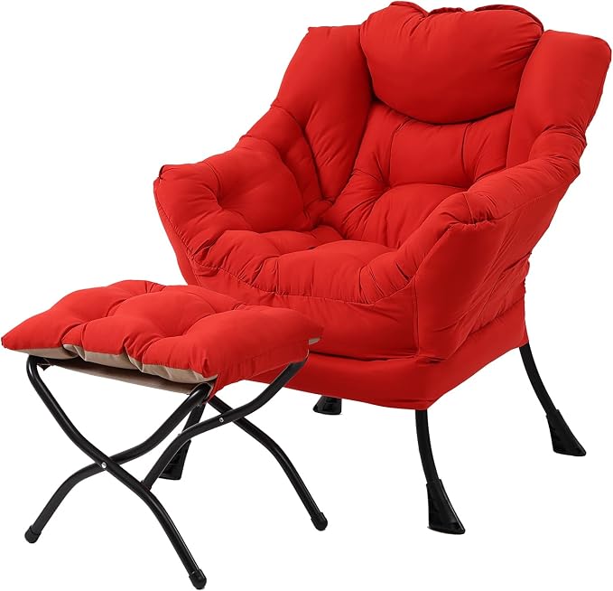 Welnow Lazy Chair with Ottoman, Reading Chair with Footrest, Foldable Footrest by LifeGetsBetterWithWelnow