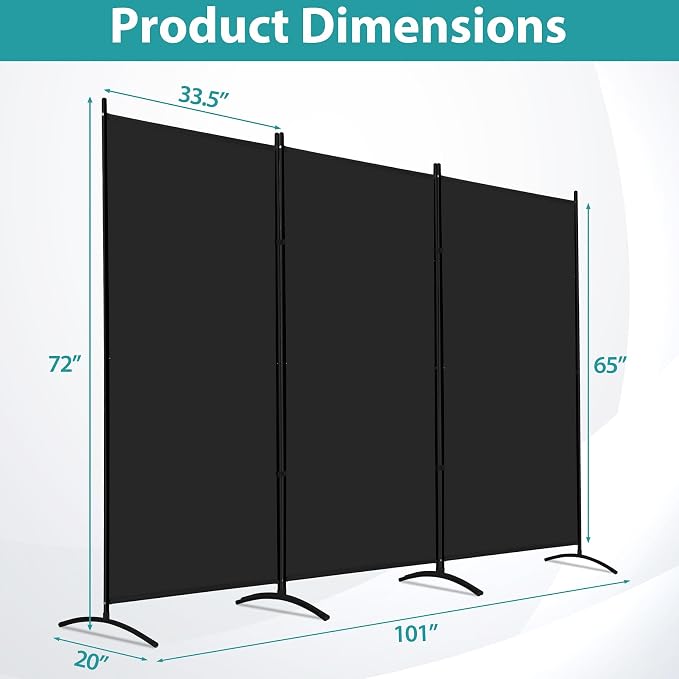 ZENY Room Divider, 3 Panel Folding Privacy Screens, Freestanding Room Divider - Image 7