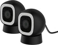 Luna 2K AI Wired Cameras for Home Security Outdoor/Indoor, 2.4GHz Wi-Fi, Smart Motion Alerts, Color Night Vision, Spotlight/Siren, Magnetic Mount, Cloud & CVR Storage, 2-Way Audio (2-Pack, Black)