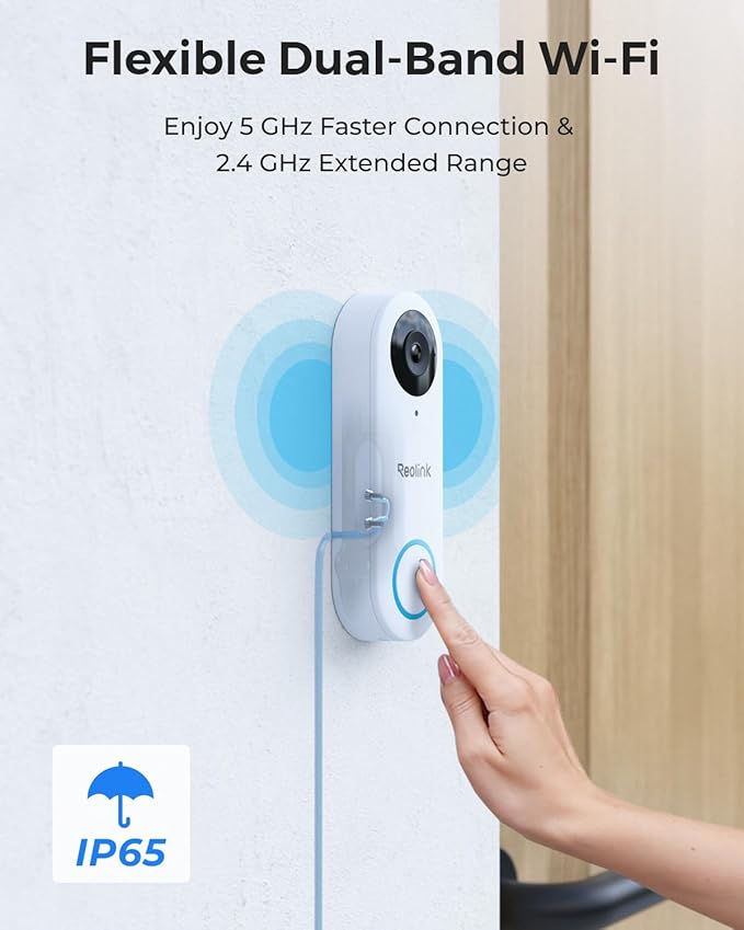 REOLINK 2K Video Doorbell Wi-Fi Camera with Chime, 3:4 Head-to-Toe View, 180°View, 5/2.4 GHz Wi-Fi, 2-Way Talk, Person/Package Detection, Waterproof, Smart Alerts, Works NVR(Wired)