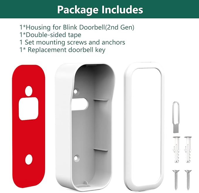 All-new Blink Doorbell Mount,Compatible with Blink Video Doorbell Camera(2nd Gen),No drilling Blink Mount Bracket,Easy to Install for Blink Doorbell Security System(Blink Doorbell Not Included),White