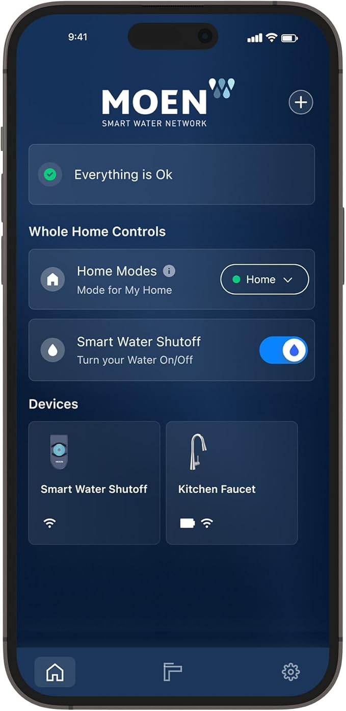 Moen Flo Smart Water Monitor and Automatic Shutoff Sensor, Wi-Fi Connected Water Leak Detector for 1-1/4-Inch Diameter Pipe, 900-002
