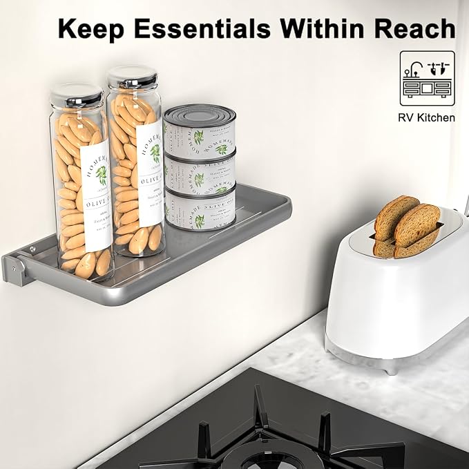 RV Aluminum Foldable Shelf- 12.2x5.5 Wall Mounted Space Saver | Add Extra - Image 8