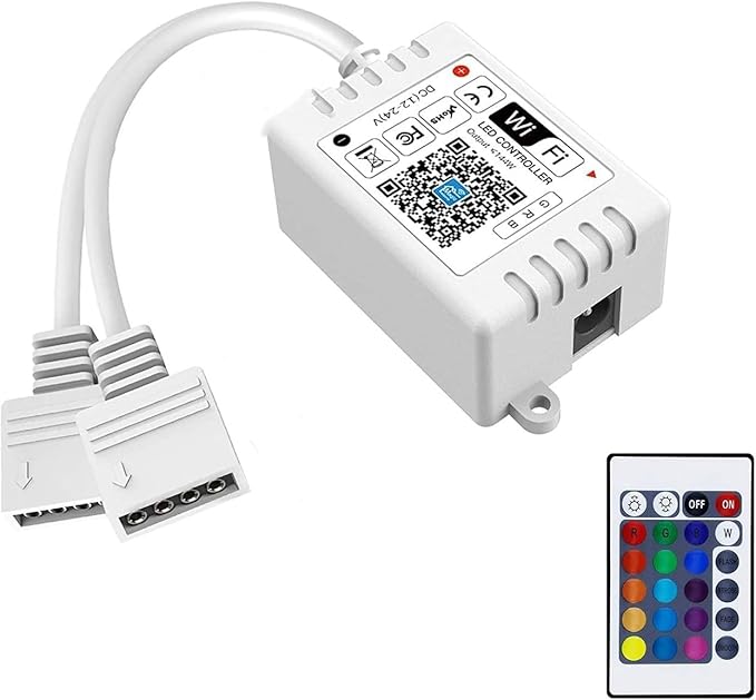 iNextStation Smart RGB WiFi LED Controller 4-Pin Output Compatible with Alexa/Google Home Assistant/IFTTT Android/iOS for SMD 3535 5050 2835 Color Changing LED Strip Lights (2-Port)
