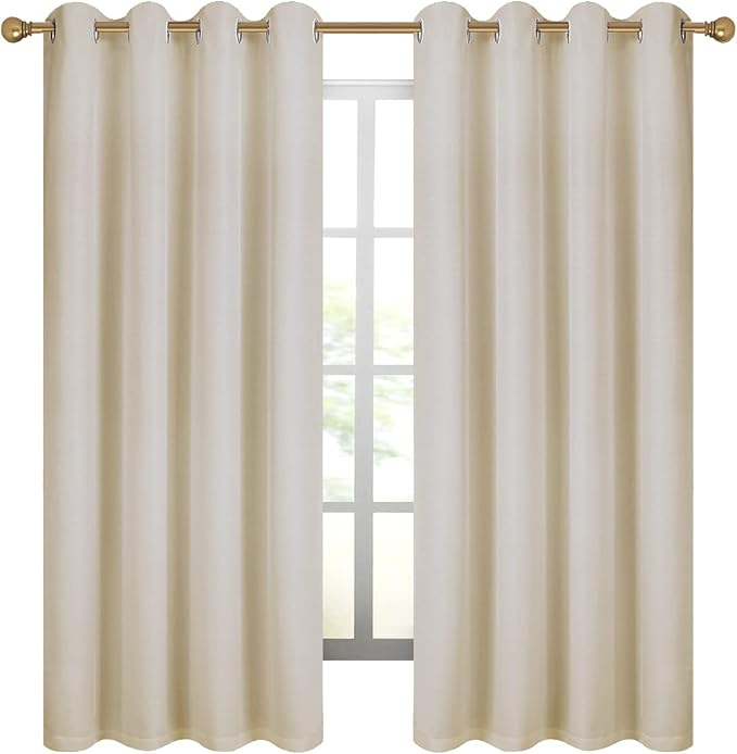 Diraysid 100% Blackout Curtains Light Beige Linen Curtains - Image 4