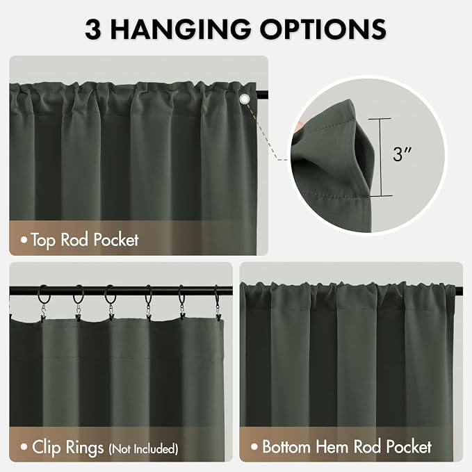 MIULEE Dark Mallard Blackout Curtains 4 Panels Set 72 Inch Length Bedroom | - Image 6