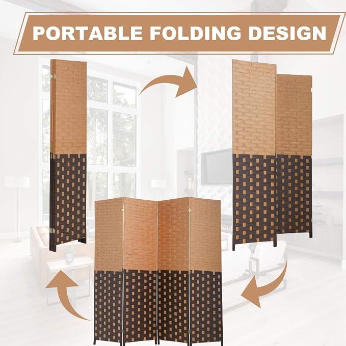 Room Dividers and Folding Privacy Screens 4 Panel 6 ft Foldable Portable Room - Image 6