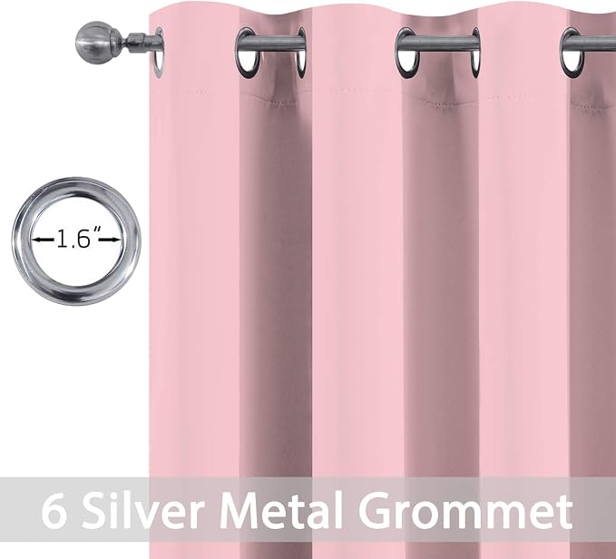 Yakamok Blackout Curtains 38x54 inch Pink Thermal Drapes-Bedroom | 2 panels - Image 2