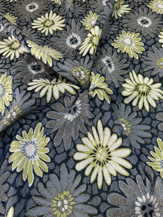 OctoRose 3 Side Zipper Upholstery Thick Linen Tweed Futon Cover Slipcover Sofa DayBed Mattress Cover (Cover ONLY) (Chenille-Daisies-Grey, Full)