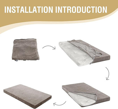 H.VERSAILTEX Full Size Armless Futon Mattress Covers for Traditional Japanese Futon Mattress Soft Chenille Couch Slipcovers Floor Mats Sofa Protector Zippered Sleeper Sofa Cover,Taupe