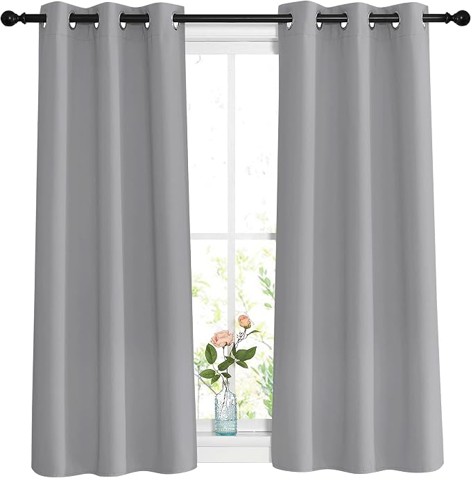 NICETOWN Blackout Silver Grey Curtains 48 inch Length by NICETOWN