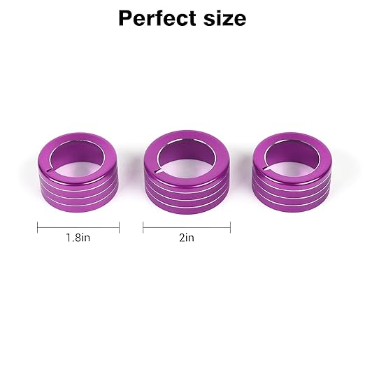 JeCar Air Conditioner Button Trim Cover Aluminum Alloy Knob Cover Fit for Toyota 4Runner 2010-2023, Purple