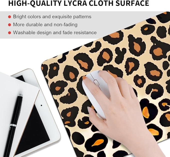 Into The Wild Leopard Print Case Square Mouse pad, Texture, Waterproof, Anti Slip Rubber Base, Computer Mouse pad, Laptop Mouse pad