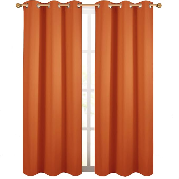 Diraysid Orange Grommet Blackout Curtains - Image 2