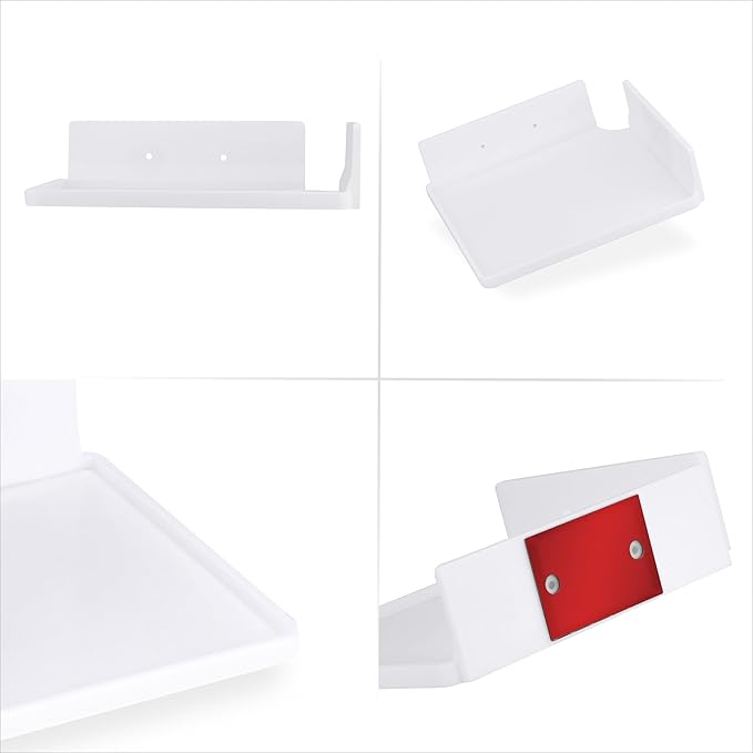9" Small Corner Shelf Mount, Adhesive & Screw in, for Speakers, Cameras, Baby Monitors, Plants, Books Electronics, Collectibles & More, Floating Shelves (White) by Brainwavz