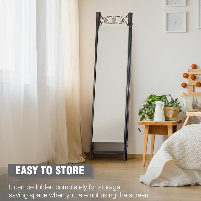 4 Panel Room Divider 6FT Steel Frame Screen Folding Privacy Divider - Image 3