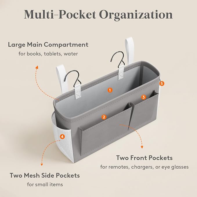 Lifewit Bedside Caddy Storage Organizer, Hanging Storage Bag - Image 5