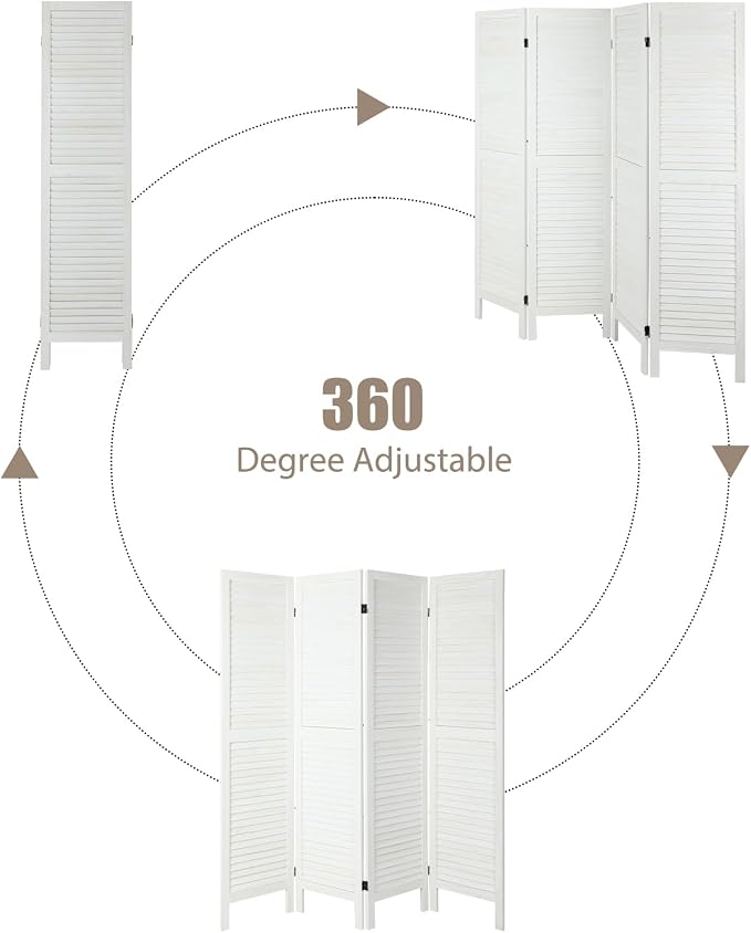 4 Panel Room Divider, Freestanding Wooden Privacy Screen | Solid paulownia wood - Image 5