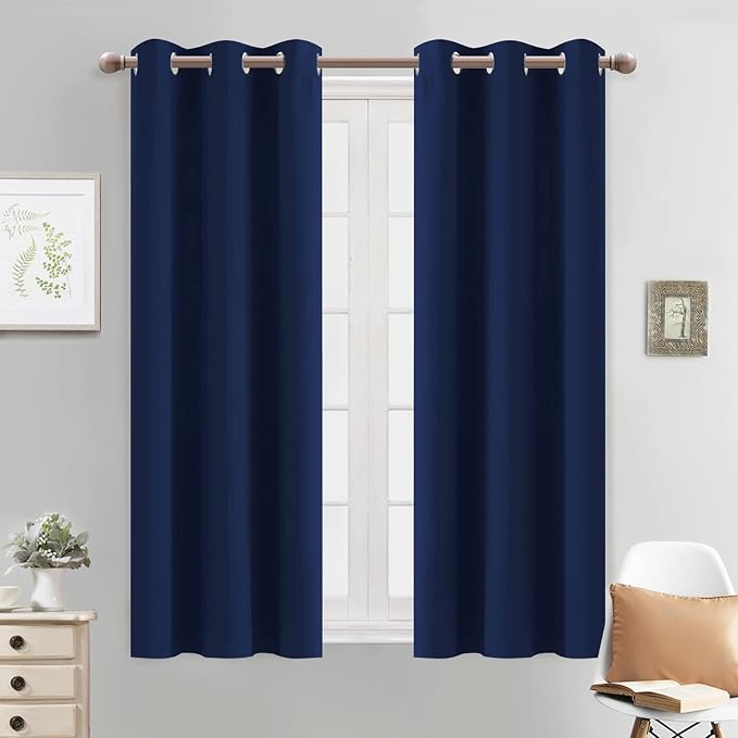 Yakamok Blackout Curtains 38x54 inch Navy Blue Thermal Drapes-Bedroom | 2 panels by Yakamok