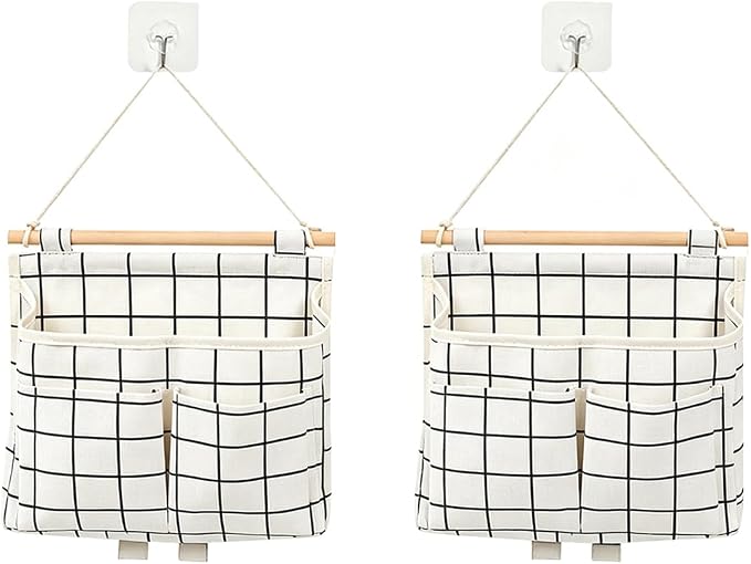 2 PCS Over Door Hanging Storage Bags Canvas Wall Mount Organizer by Alunsito