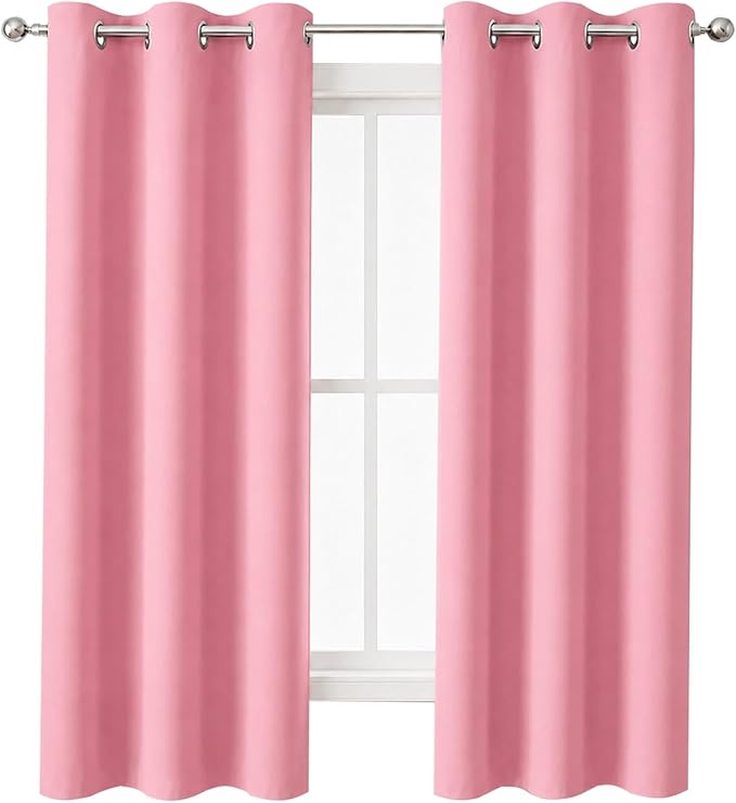 Pink Thermal Blackout Curtains/42 x 72 Inch/Set of 2 Panels Room Darkening - Image 2