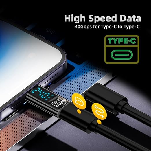 chenyang USB C Digital Display Adapter, USB 4.0 Type C Male to Female 40Gbps 8K@60Hz Data Transfer PD 240W Fast Charging Power Meter Tester Converter Adapter