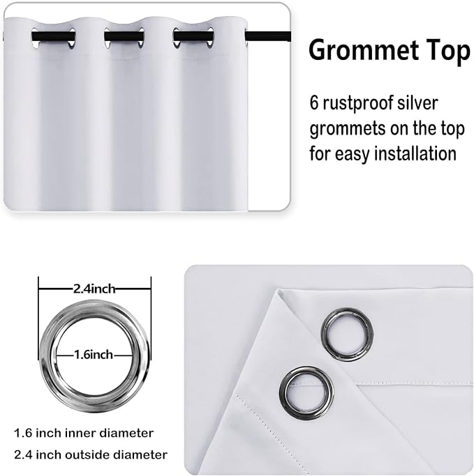 DWCN Greyish White Curtains for Bedroom, Thermal Insulated Room Darkening - Image 5