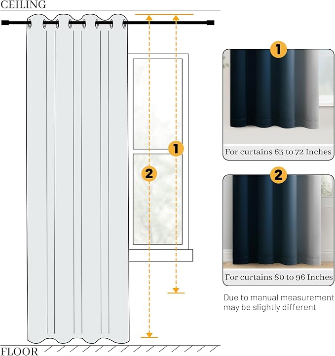 COSVIYA 100% Blackout Navy Blue Ombre Curtains - Image 7