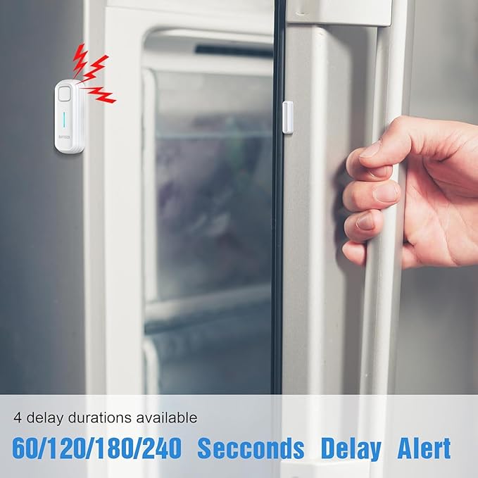 Daytech Freezer Door Alarm with Adjustable 0 to 120dB Volume, 4 Sets White