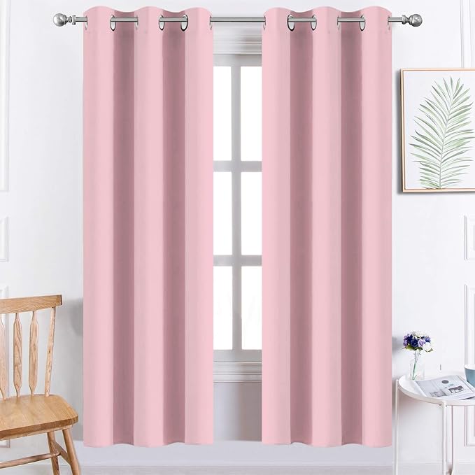Yakamok Blackout Curtains 38x72 inch Pink Thermal Drapes-Bedroom | 2 panels by Yakamok