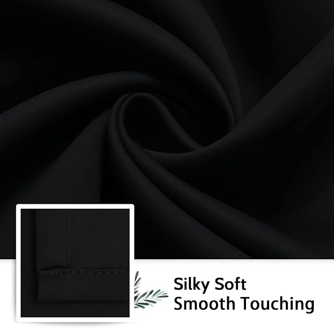 SimpleHome Black 100% Blackout Curtains Room Darkening Living Room 72 Inch | - Image 7