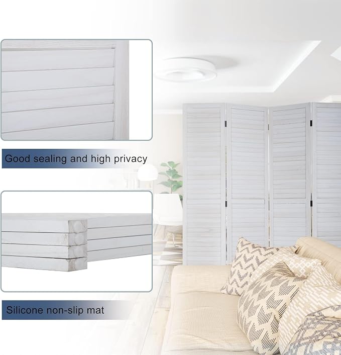 Room Divider Partition 4 Panel Privacy Screen Folding Screen Wood Frame Screen - Image 6