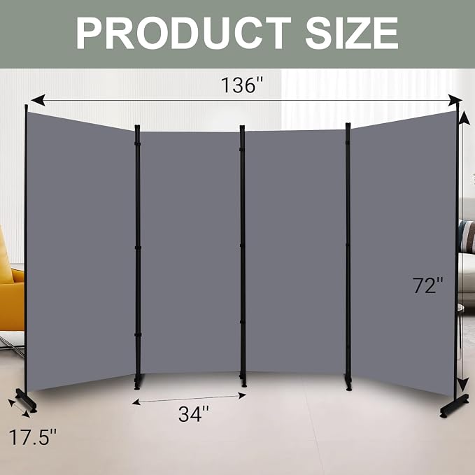 Room Divider Folding Privacy Screens, 6FT Tall Divider - Image 6