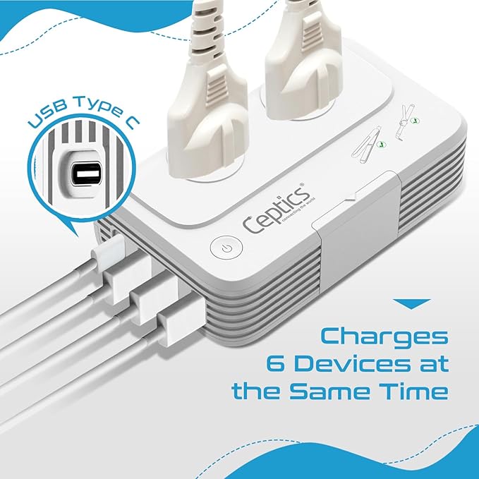 Ceptics South Africa Voltage Converter - 200W Convert 220V to 110V for Devices Like Curling Iron, Straightener, Chargers, Step Down World Power Plug 4 USB PD 18W Fast Charging Type M, G, E/F