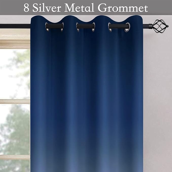 SimpleHome Blue to Grey White Ombre Room Darkening Curtains 96 Inch | Curtains - Image 3