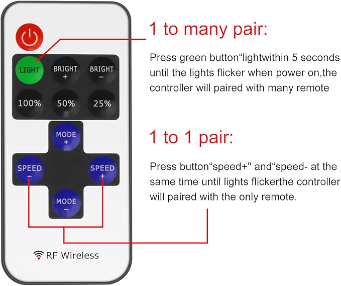RF Mini Wireless Remote Controller for Single Color 3528 5050 LED Strip Lights, Wireless Remote Control with Connector, RF LED Strip Light Dimmer