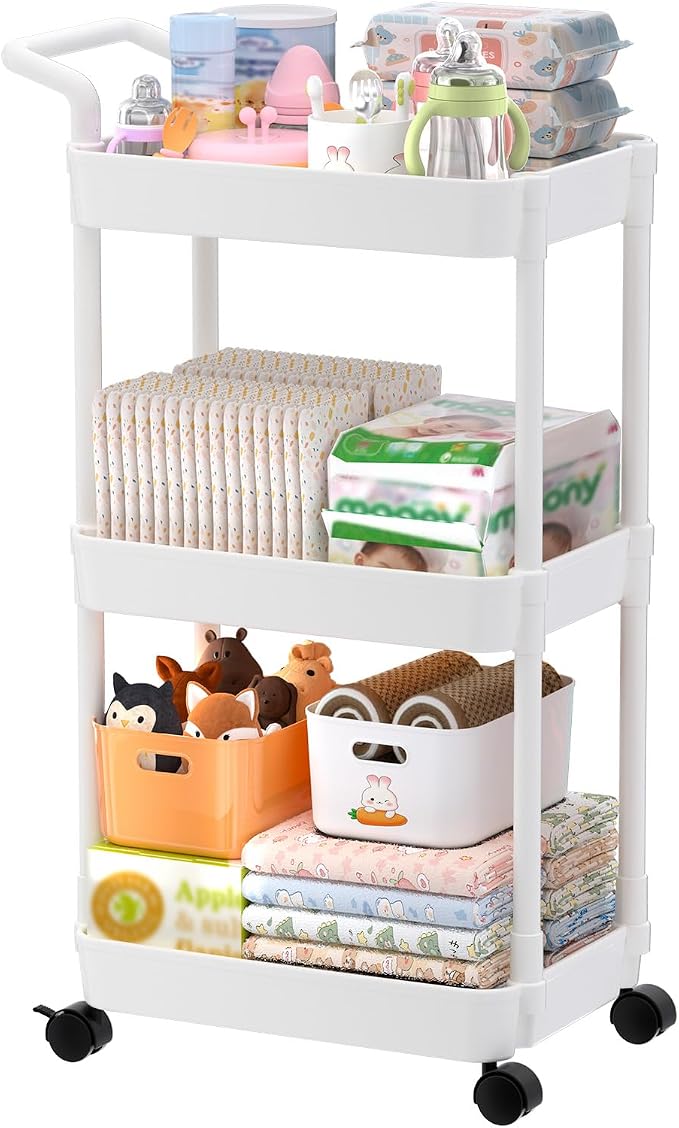 Volnamal Diaper Caddy, 3 Tier Rolling Cart by Volnamal