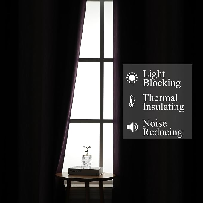 Black and Purple Ombre Blackout Curtains 108 Inch Length | Room Darkening - Image 3