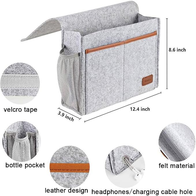 Bedside Caddy, Felt Bedside Storage Organizer, Hanging Storage - Image 7