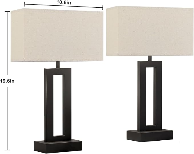 19.6" Touch Lamps for Nightstand, 3 Way Dimmable Bedroom Lamp, USB C+A | Touch - Image 8
